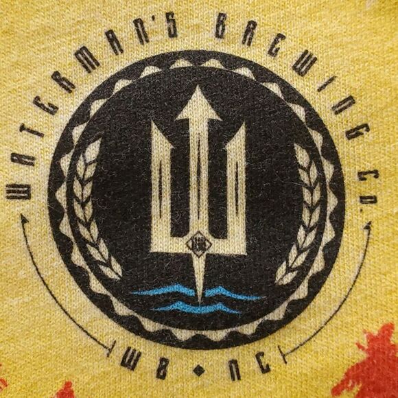 Watermans Brewing Co T Shirt Medium Abundant Sunshine IPA Retro Yellow NC Coast - Picture 10 of 13